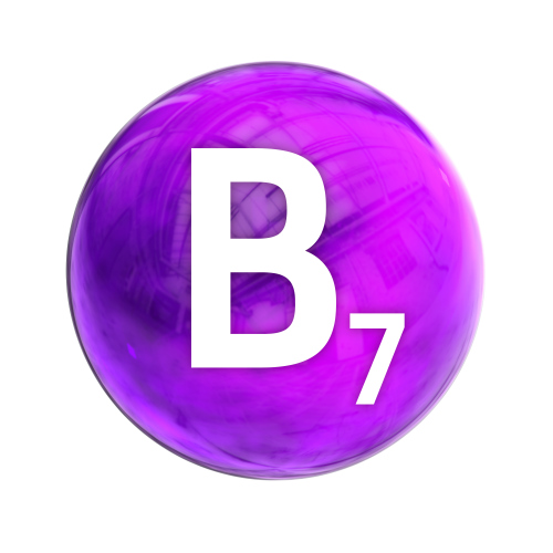 Vitamin B7 sphere molecule for healthcare medical pharmacy Shining symbol of Vitamin B7 Biotin Vitamin icon 3D rendering